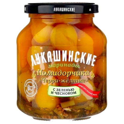 Picture of Pickled Tomatoes Yellow Cherry with Herbs & Garlic Lukashinskie 340g