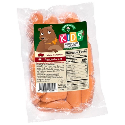 Изображение Свиные сосиски для детей Krekenavos 454гр