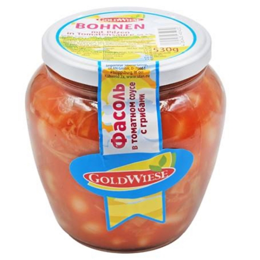 Изображение Фасоль в томатном соусе с грибами Goldwiese 550ml