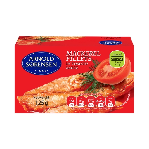 Mackerel fillets in tomato sauce Arnold Sorensen - 125g